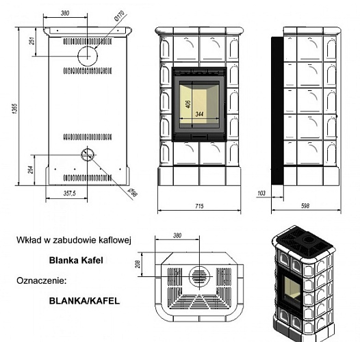 Печь-камин Blanka 8 kW stove коричневый_2