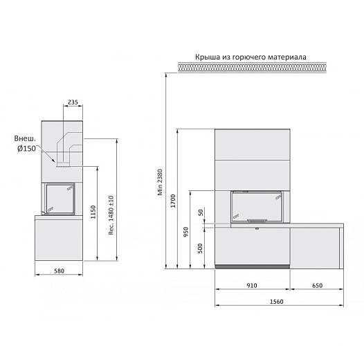 Артстоун, черная скамья и полка, гранит, Contura i 41a_3